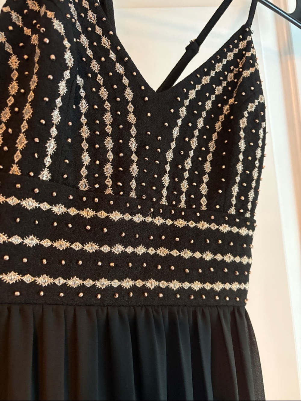 Lulu's Black Beaded V-Neck Prom Gown - Picture 2 of 8